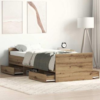 vidaXL Vidaxl - Estructura De Cama Sin Colch&oacute;n Roble Artesanal 100x200 Cm