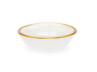 Classic Touch Set of 6 Alabaster White Dip Bowls with Gold Rim