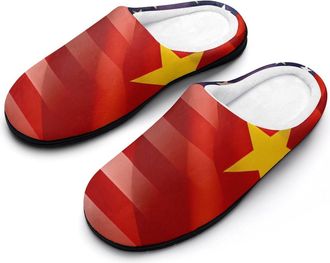 Generic U.S. Flag China Flag Mens House Slippers Memory Foam Washable Cotton Slip on Home Shoes