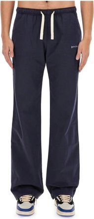 Palm Angels Broeken, Heren, Blauw, M, Katoen, Logo Pants