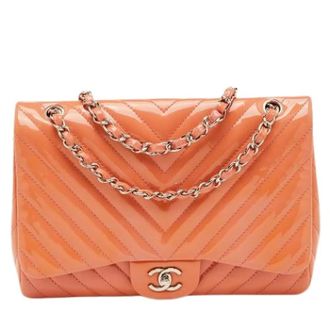 Chanel Pre-owned Vintage Schoudertas - Dames - Pre-owned - Oranje - Maat: ONE Size Leer