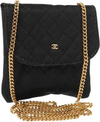 Chanel Pre-owned Cross Body Bags, female, Black, Size: ONE SIZE Pre-owned Satin Cross Body Bag