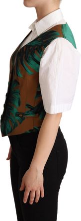 Dolce & Gabbana Jacquard Leaf Print Vest - Brown