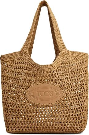 Tod's Tods, Tote Bags, female, Brown, Size: ONE SIZE Shopping Bag in Raffia and Leather