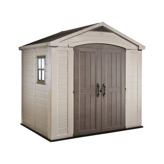 Dmora Caseta De Jard&iacute;n Ronsecco, Cobertizo De Jard&iacute;n, Caseta De Jard&iacute;n, Trastero Para Herramientas, 257x182 H243 Cm, Beige - Dmora