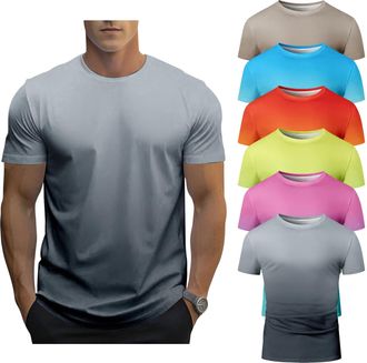 Generic 6 Pack Mens Gradient Color T-Shirt, Short Sleeve Crewneck, Summer Short Sleeved Round Neck Gradient T-Shirt (UK, Alpha, 5XL, Regular, Regular, 11)