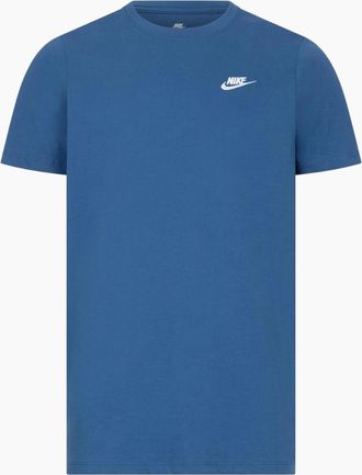 Nike Mens Nike Core Mens T Shirts Sportswear Club Swoosh Embroidered Futura Logo Tee - Blue - Size: 38