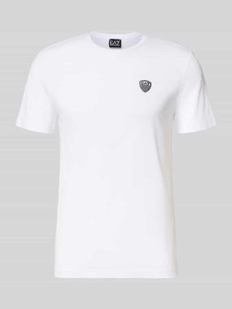 Emporio Armani T-Shirt aus Viskose-Mix mit Label-Patch in Weiss, Gr&ouml;&szlig;e XXXL