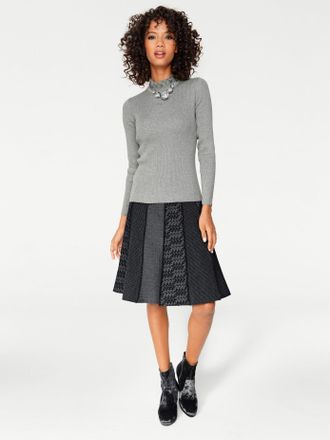 Linea Tesini by Heine Stehkragenpullover Stehkragen-Pullover, Damen, Gr. 48, grau (silbergrau), 50% Baumwolle, 50% Polyacryl, LINEA TESINI BY HEINE, unifarben, Pullover Ste