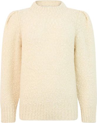 Isabel Marant Sweater met ballonmouwen - Dames - Ronde hals truien - Beige - XS - Wol - Truien & Vesten
