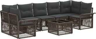 vidaXL Conjunto De Sof&aacute;s De Jard&iacute;n 8 Uds. Gris Rat&aacute;n Sint&eacute;tico Vidaxl