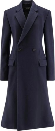 Balenciaga Dames, Mantels, Blauw, Maat: 3XS Wol