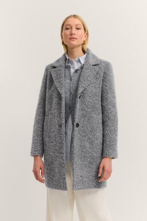 Bugatti Kurzmantel BUGATTI Comfort Fit, Damen, Gr. 34, 330, blaugrau, 34% Wolle, 22% Baumwolle, 22% Polyacryl, 20% Polyester, 2% Elasthan, unifarben, comfort 