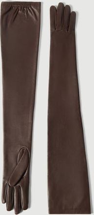 Brunello Cucinelli Nappa leather long gloves in Rust Brown at Nordstrom, Size X-Small