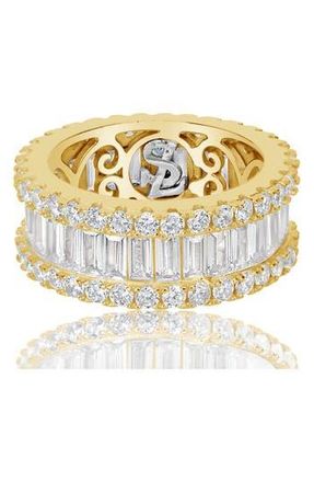 Suzy Levian 14K Gold Vermeil CZ Eternity Band Ring at Nordstrom Rack, Size 5.5