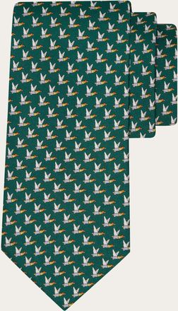 Ferragamo Men Mallard print silk tie Green