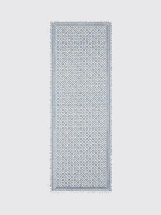 Tory Burch Monogram Wool and Silk Blend Scarf with Fringed Edges