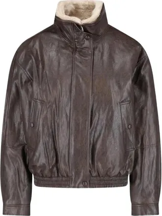 Low Classic LOW Classic - Kunstleren Jas met Bontkraag - Dames - Jassen - Bruin - Maat: XS Leer