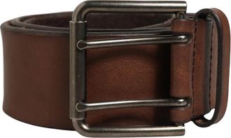 Dolce & Gabbana Leren Riem met Dubbele Gesp - Heren - Riemen - Bruin - ONE Size - Leer - Accessoires