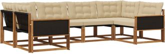 vidaXL Conjunto De Sof&aacute;s De Exterior 6 Uds. Natural Y Beige Vidaxl