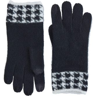 Bruno Magli Cashmere Houndstooth Gloves in Black-White at Nordstrom Rack