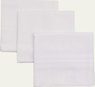 Simonnot Godard Mens 3-Pack Hand-Rolled Egyptian Cotton Handkerchiefs