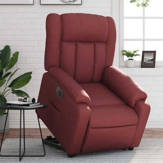 vidaXL Vidaxl - Sill&oacute;n Elevable El&eacute;ctrico Cuero Artificial Rojo Tinto