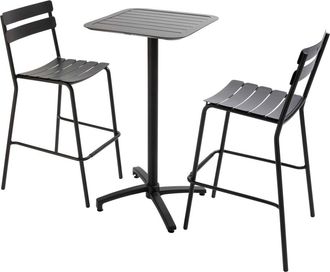 Oviala Conjunto de mesa alta reclinable y 2 sillas altas en aluminio negro