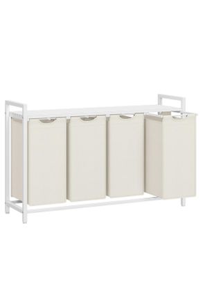 MID.YOU Mid.you W&auml;schekorb, Wei&szlig;, Beige, Metall, Textil, Holzwerkstoff, 160 l, rechteckig, 116x72x33 cm, zusammenfaltbar, Haushalt & Kleinelektro, W&auml;schepfleg