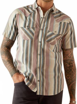 Ariat Hughie Retro Fit Stripe Button Down Shirt In Beige