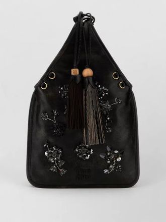 Miu Miu nappa leather bucket bag embellished tassels