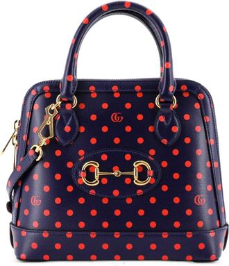 Gucci Borsa a tracolla Horsebit 1955 piccola in pelle con stampa - Blu