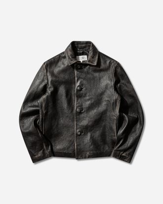 Maison Margiela Men s Distressed Leather Jacket Black