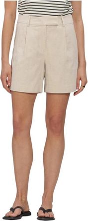 Co'Couture Leenacc Linnen Plooi Shorts - Dames - Korte Broeken - Beige - L - Linnen - Korte Broeken