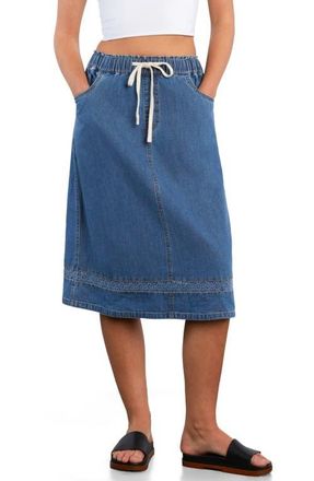 HINT OF BLU Daisy Chain Inset Denim Drawstring Skirt in Effortless Blue at Nordstrom, Size X-Small