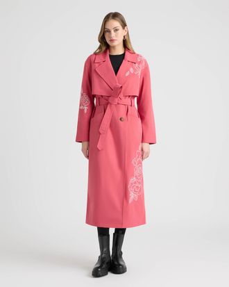 NVLT Womens Trench Coat with Embroideries