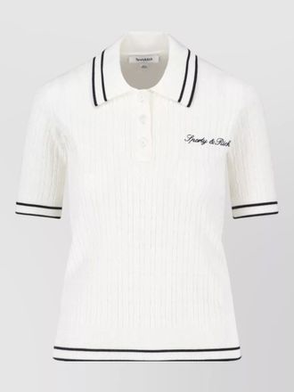 Sporty & Rich collared knit top ribbed short sleeves