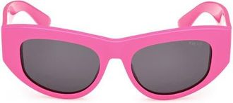 Emilio Pucci 54mm Geometric Sunglasses in Shiny Solid Fuschia /Smoke at Nordstrom