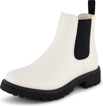 Dune London Dunes Womens Dalya chelsea boot +Memory Foam, White, Wide