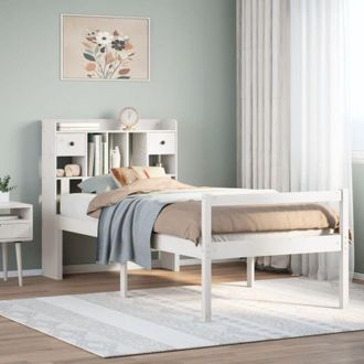 vidaXL Bookcase Bed without Mattress White 90x190 cm Single Solid Wood Pine vidaXL