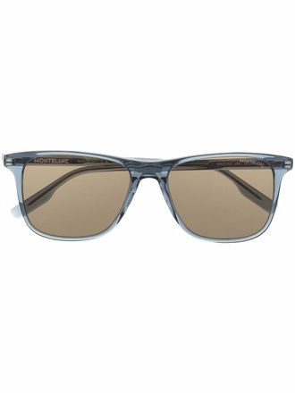 Montblanc rectangular tinted-lense sunglasses - men - Acetate - 54 - Blue