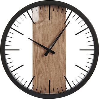 Beliani Reloj De Pared Negro Madera Clara 38 Cm Material Sint&eacute;tico Sin N&uacute;meros Villora