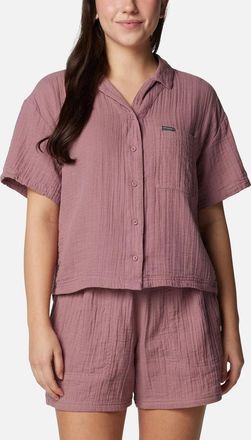Columbia Holly Hideaway Shirt Womens Purple 100% Cotton Button Up KFC358