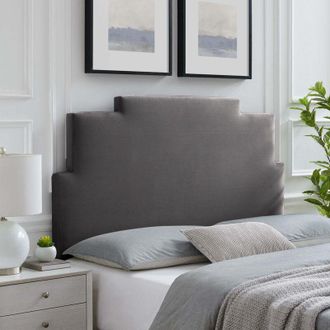 Casa Ember Black Plush Double 30 inch Strutted Headboard