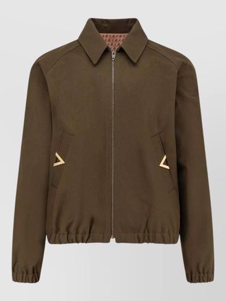 Valentino cotton jacket double pockets elastic cuffs hem