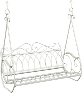 vidaXL Banco Columpio Acero 112 X 60 X 126,5 Cm Blanco Antiguo Vidaxl