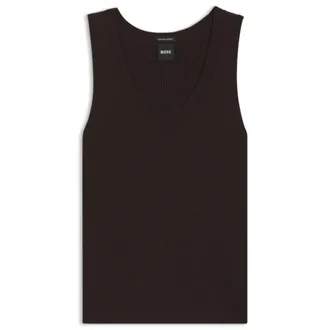 BOSS Sleeveless ribbed top in virgin wool