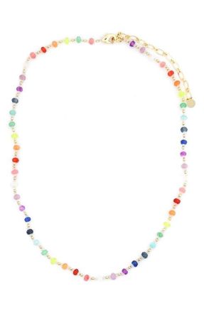 Panacea Mixed Crystal Beaded Necklace in Gold Multi at Nordstrom