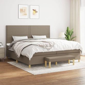 vidaXL Vidaxl - Cama Box Spring Con Colch&oacute;n Tela Gris Taupe 200x200 Cm