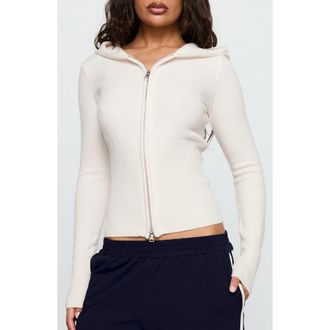 Princess Polly Elingford Zip Hoodie Cardigan in Cream at Nordstrom Rack, Size Medium/large